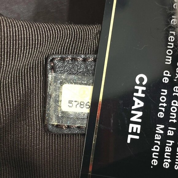 CHANEL Logo Sacosh Shoulder Bag Lambskin Leather Brown - Picture 12 of 13